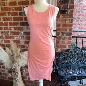 BTFBM Women Casual Summer Sleeveless Dress Size S Coral Ruched  Bodycon Crew